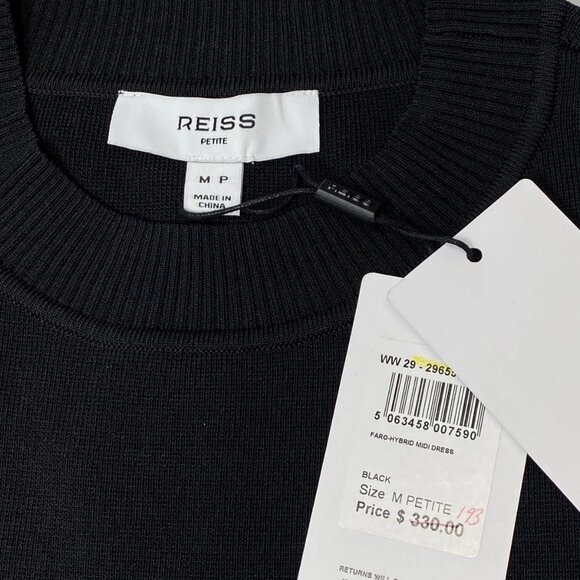NEW REISS Midi Dress Black Size M Petite Faro Hybrid Colourblock Sleeveless - Picture 5 of 10